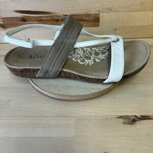 Aetrex Sandalistas White Slingback Thong Genuine Leather Sandals W8.5